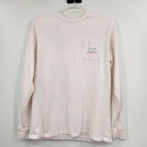 Vineyard Vines Whale Logo Graphic Tee Boys Size XL 18 White Holiday Long Sleeve
